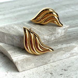 NEW~ Anthropologie Gold Croissant Earrings